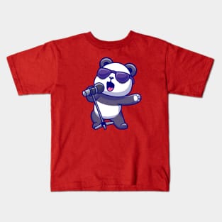 Cute Panda Singing Cartoon Kids T-Shirt